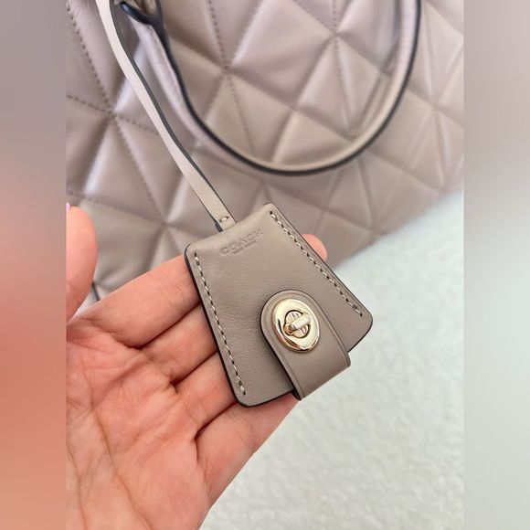 Coach Quilted Leather Small Margot Carryall Satchel Handbag, F36679, Stone - Picture 7 of 8